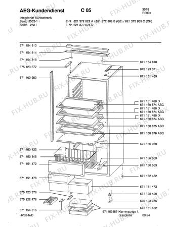 Взрыв-схема холодильника Aeg SAN2532-1 I GB - Схема узла Housing 001